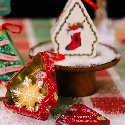 Xmas Tree Shaped Gift Box – Metal Tin Candy & Cookie Box