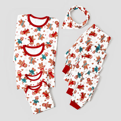 Family Matching Christmas Pajamas Set – Gingerbread Man Allover Print