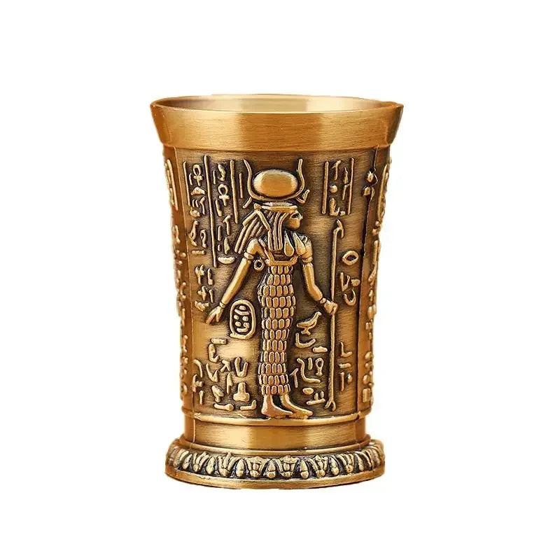 30ML Vintage Metal Egyptian Wine Glass – Pharaoh Tut Engraved Goblet