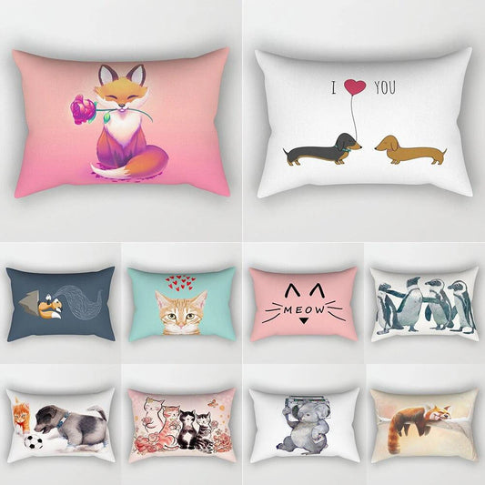 Lovely Cartoon Small Animal Pillow Case – Elegant Rectangle Cushion Cover 30x50cm