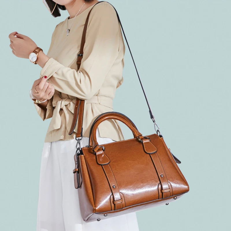 Genuine Leather Shoulder Crossbody Handbag