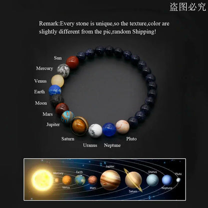 Universe Solar System Bracelet – Natural Stone Eight Planets Bracelet for Men & Women