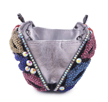 Women’s Pink Lips Crystal Clutch - Rhinestone Evening Bag