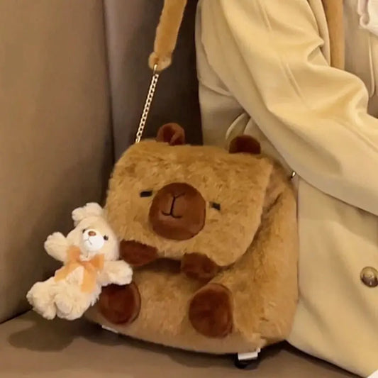 Cute Cartoon Capybara Plush Backpack