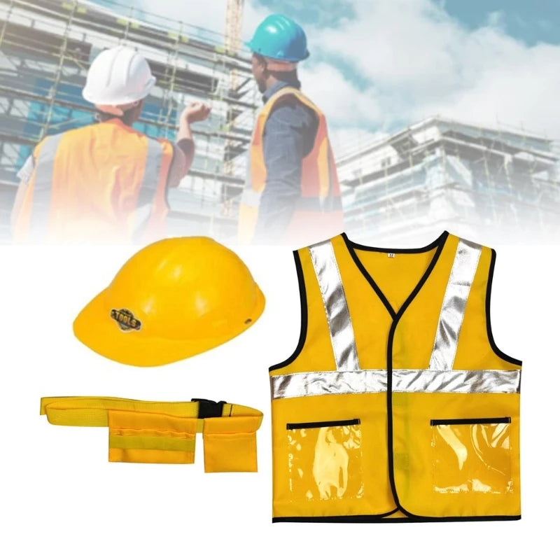 Construction Worker Costume for Boys – Kids Builder Dress-Up Set