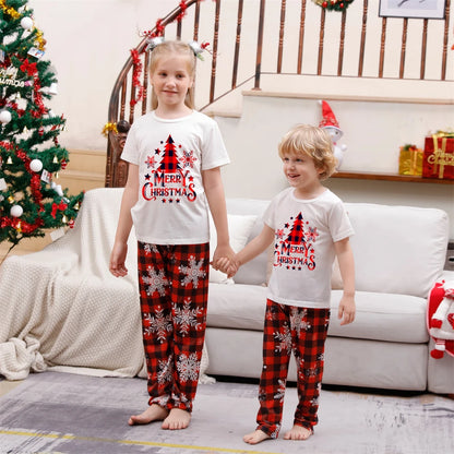 Family Matching Christmas Pajama Set – T-shirt & Plaid Pants