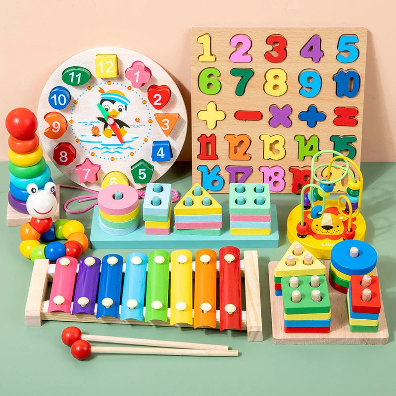 Montessori Wooden Blocks Jigsaw Puzzle – Baby Educational Toy