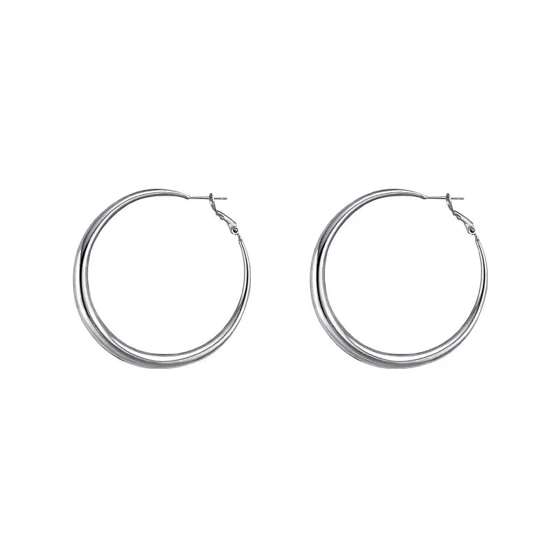 925 Sterling Silver Big Round Earrings