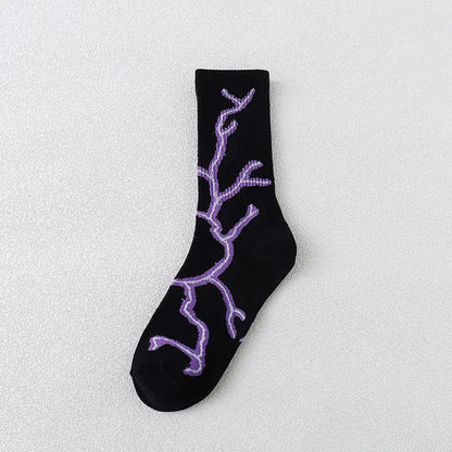 Lightning Print Sport Middle Tube Socks For Men