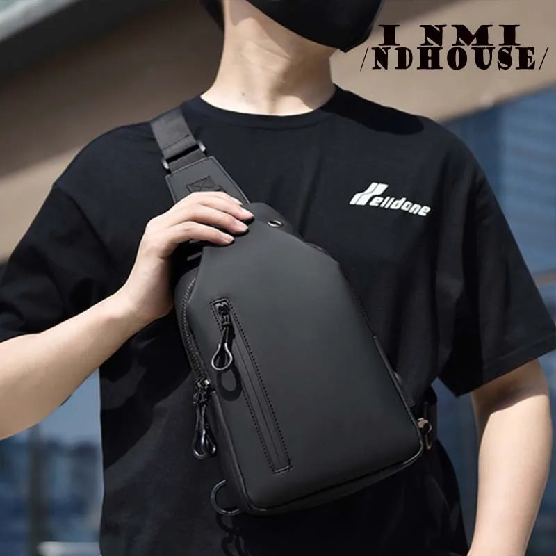 Men's Solid Color Chest Bag - Outdoor Casual One Shoulder Crossbody Bag