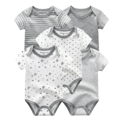 5-Pack Cotton Baby Bodysuits – Short Sleeve Infant Onesies for Newborns