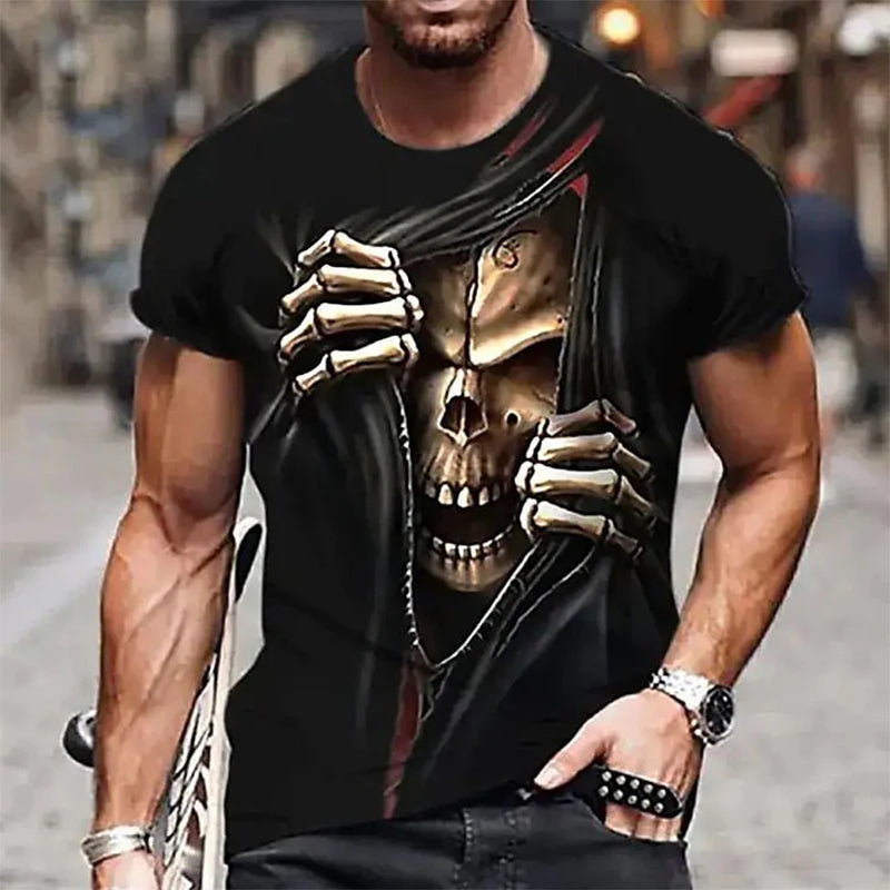 Fashion Punisher Skull Graphic T-Shirt for Men - 3D Print Harajuku Style