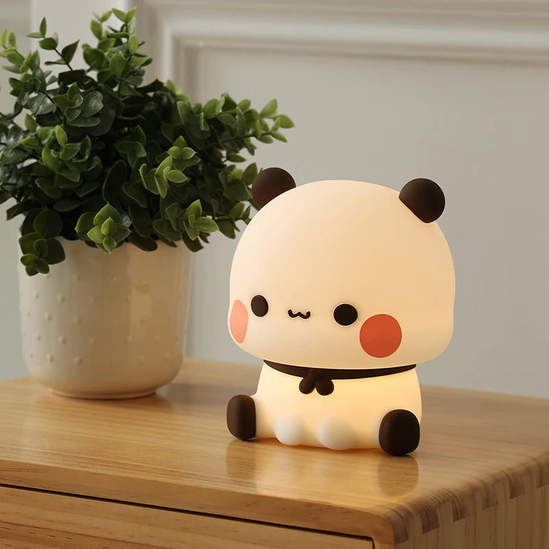 Kawaii Bear Panda LED Night Light Cute Cartoon Bedroom Lamp