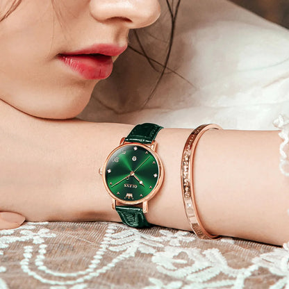 Luxury Women's Quartz Watch – Leather Strap