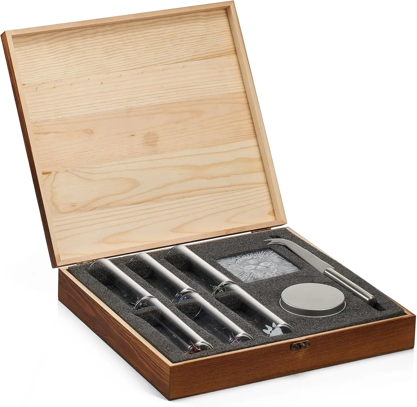 Tequila Gift Box Set – Six Agave Shot Glasses with Salt & Skull Coaster