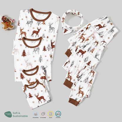 Family Matching Christmas Pajamas – Reindeer & Trees Print Long-Sleeve