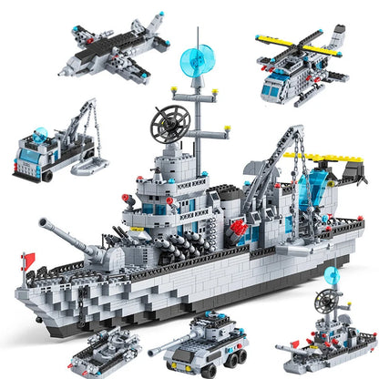 Navy Battleship & Aircraft Carrier Building Blocks Set