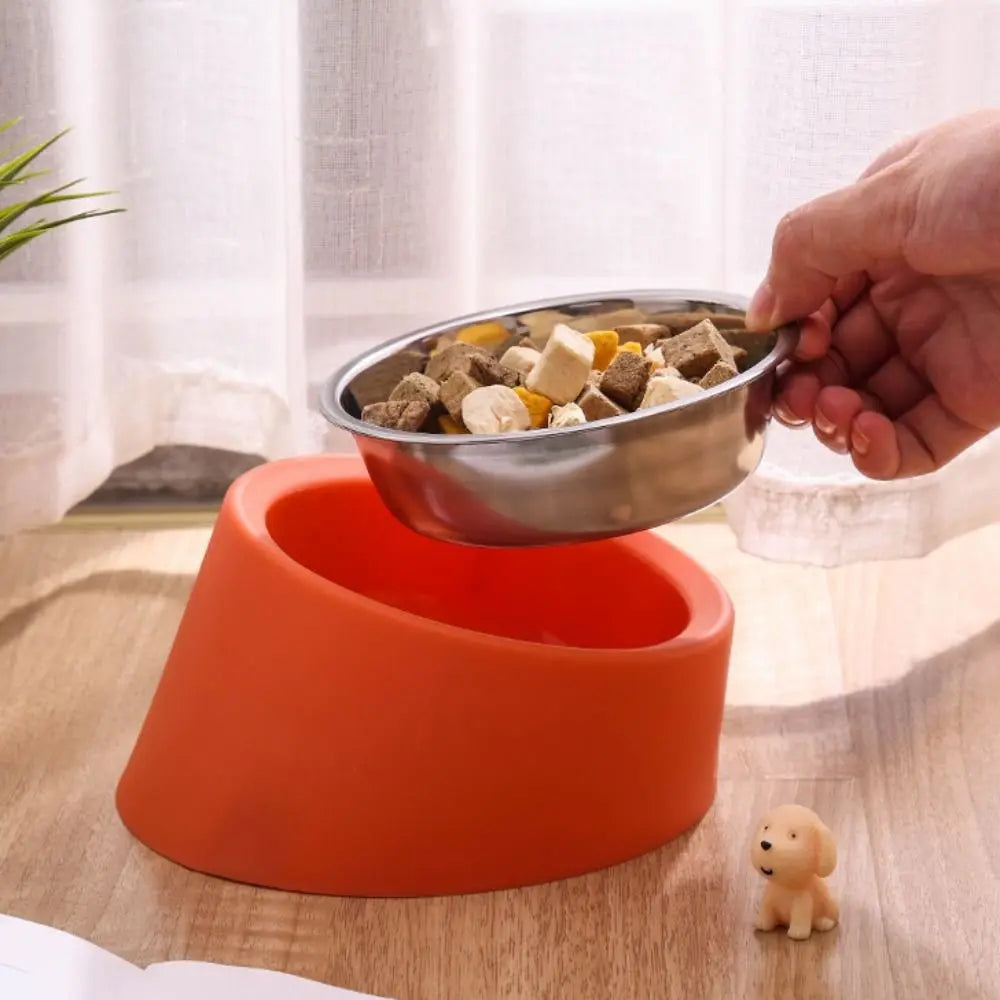 Anti-Rollover Dog Feeder | Durable Stainless Steel Bowl for Dogs & Cats