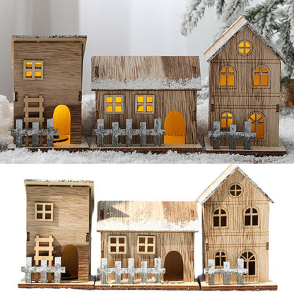 Christmas LED Light Wooden House - Luminous Cabin Table Ornament & Night Lamp