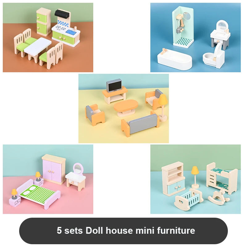 Wooden Miniature Doll Family Toy Set