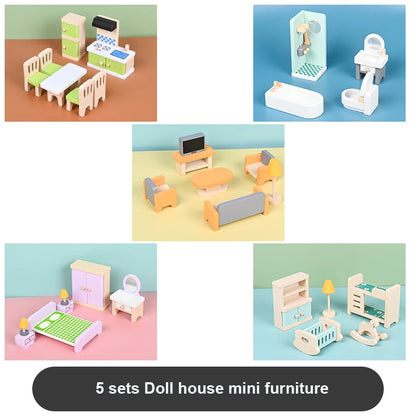 Wooden Miniature Doll Family Toy Set