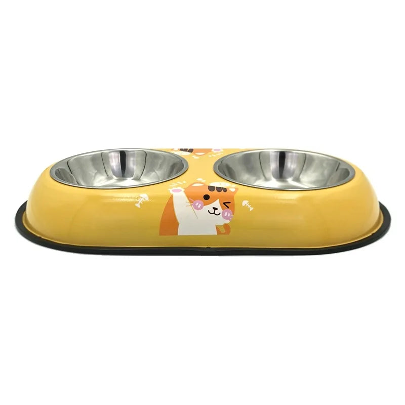 Double Stainless Steel Bowls for Dogs & Cats