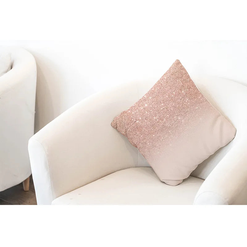 Pink Feather Pillowcase – Decorative Sofa & Bed Cushion Cover 45x45cm