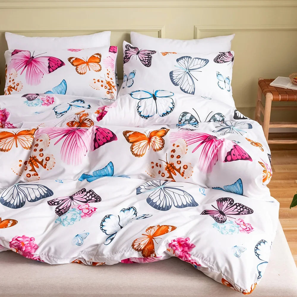 Nordic Butterfly Bedding Sets | Luxury 2/3 Pcs Duvet Cover Set for King, Queen & Twin