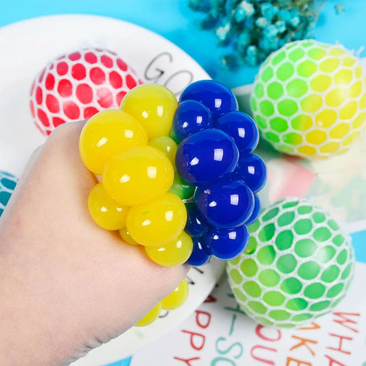 Colorful Mesh Squishy Grape Stress Ball