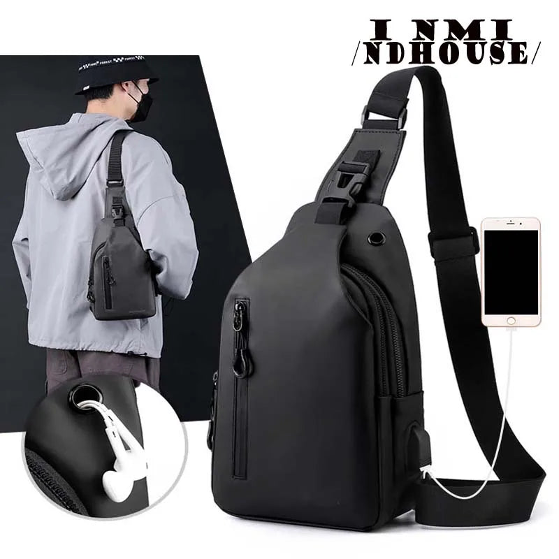 Men's Solid Color Chest Bag - Outdoor Casual One Shoulder Crossbody Bag