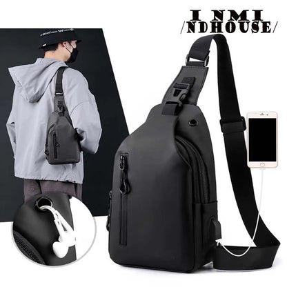 Men's Solid Color Chest Bag - Outdoor Casual One Shoulder Crossbody Bag