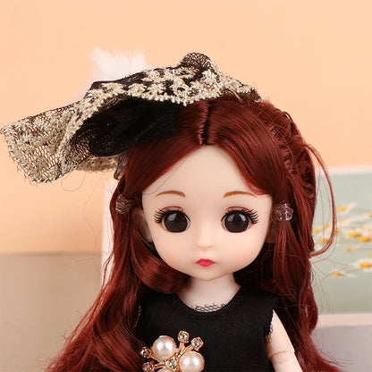 Mini 16cm BJD Doll - Movable Joint Girl Doll with 3D Big Eyes