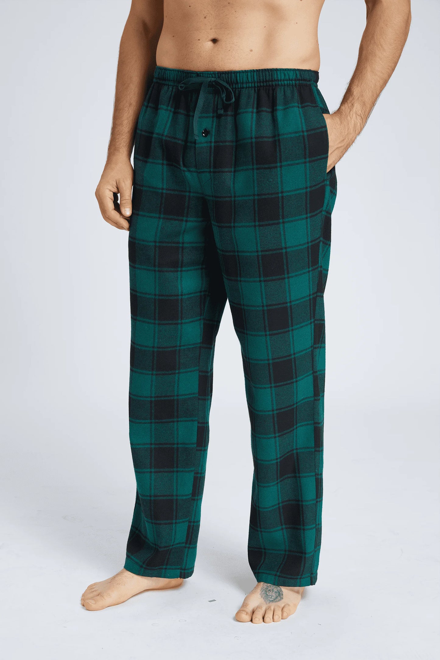 JupiterSecret 3-Piece Men's Flannel Pajama Set - Cotton Plaid Lounge Pants