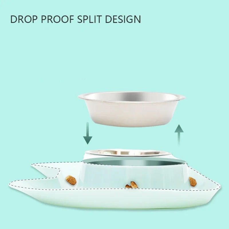 Stainless Steel Double Pet Bowls | Dog Food & Water Feeder