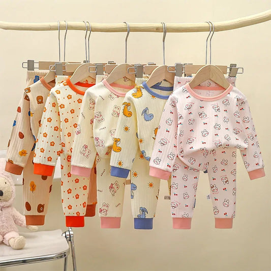 Kids Pure Cotton Pajamas | Cartoon Long Sleeve Sleepwear Set