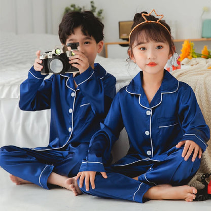 Children’s Silk Satin Pajamas Set | Autumn Sleepwear for Boys & Girls