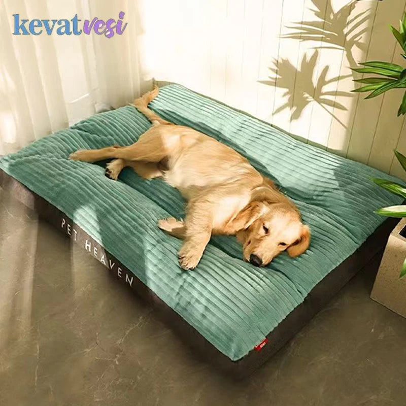 Soft Corduroy Dog Bed - Warm Sleeping Mat for All Sizes