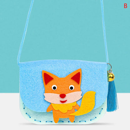 DIY Cute Cartoon Children's Handmade Non-Woven Crossbody Bag Craft Kits - Weaving Messenger Shoulder Handbag Coin Purse