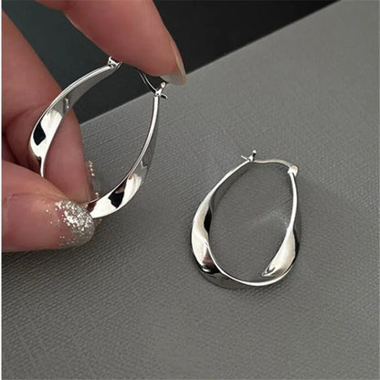 925 Silver Big Circle Hoop Earrings for Women – Elegant Needle Piercing Jewelry