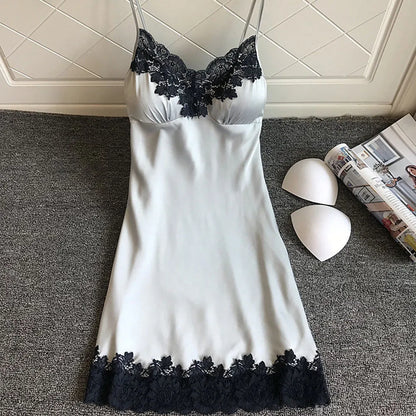 Ladies Silk Lace Sleeveless Nightgown