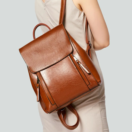 Women Genuine Leather Backpack Crossbody Shoulder Bag