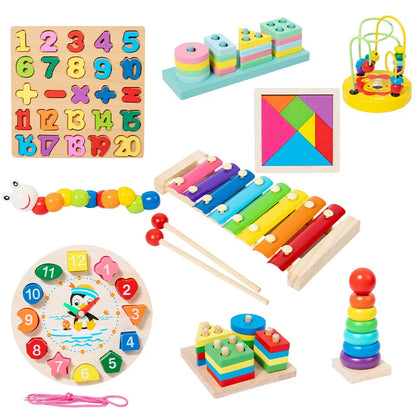 Montessori Wooden Blocks Jigsaw Puzzle – Baby Educational Toy