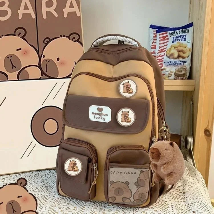 Capybara Backpack | Cute Plush Schoolbag with Large Capacity