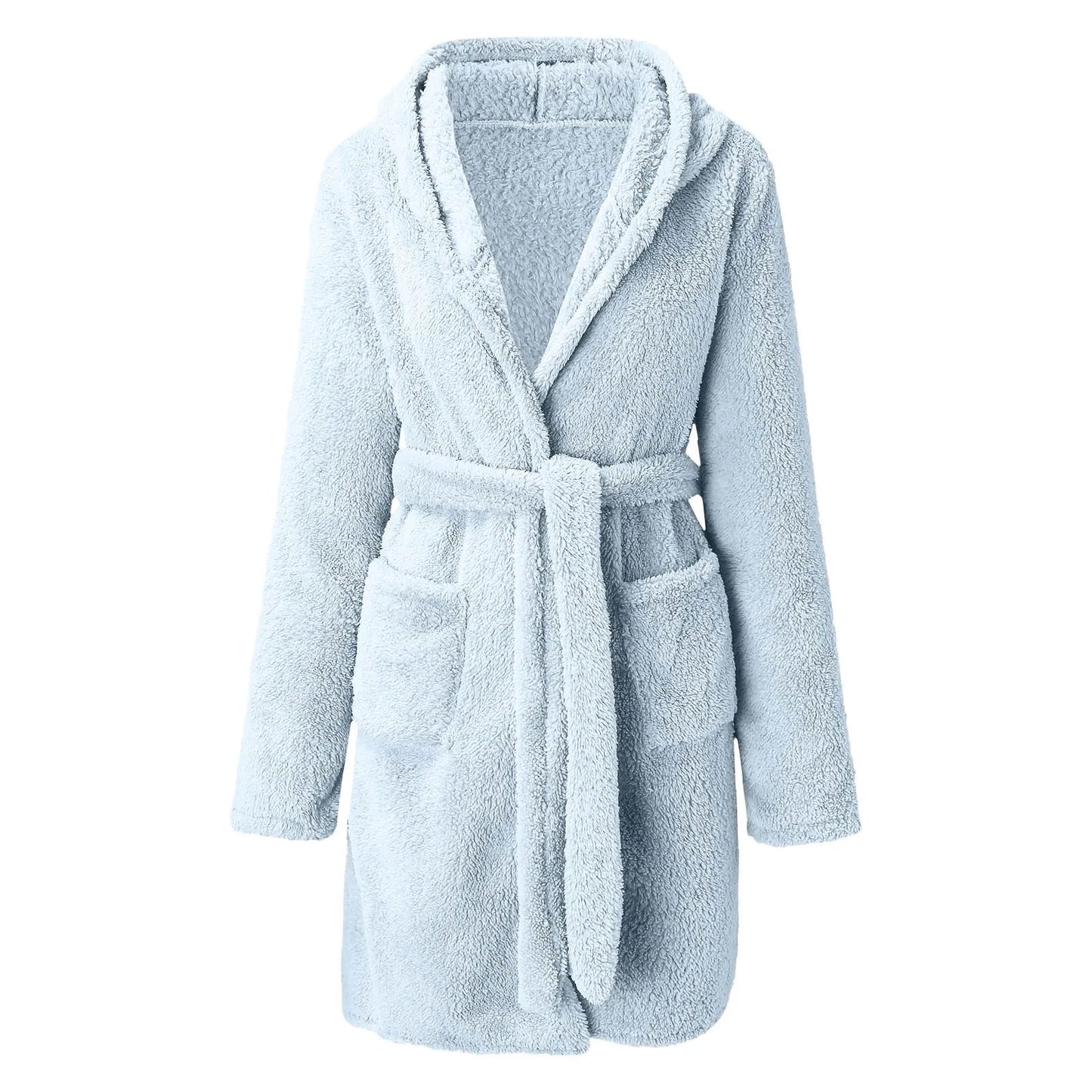 Solid Hooded Kimono Robe for Women