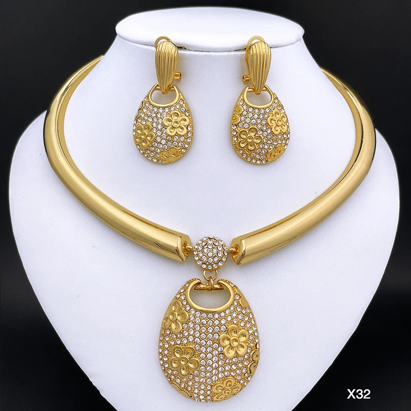 New Necklace and Earrings Set – Unique Dubai Fashion Jewelry Set