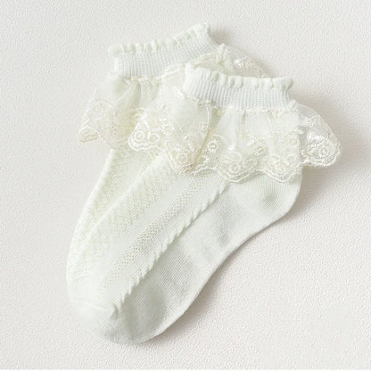 Breathable Cotton Lace Ruffle Princess Mesh Floor Sock