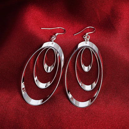 925 Sterling Silver Round Charm Earrings for Women