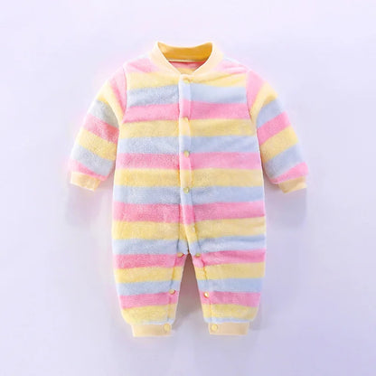 Korean-Style Flannel Baby Rompers | Warm Winter Jumpsuit for Infants