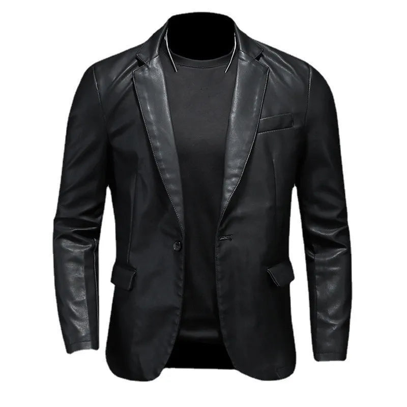 New Men's Slim Fit Leather Jacket - PU Casual Motorcycle Coat