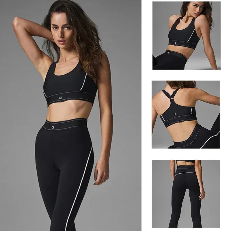 Yoga Suit with Full Logo – Pilates Two-Piece Sportswear Set